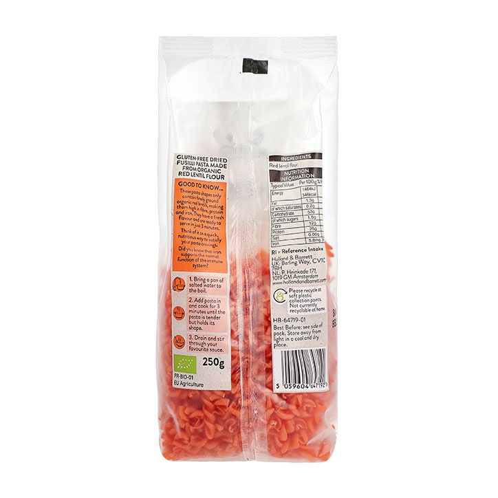 Holland & Barrett Red Lentil Fusilli 250g